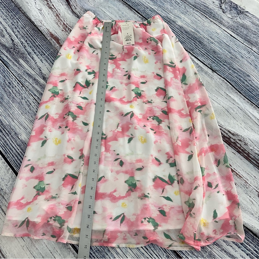 NWT “A New Day” Floral Pink Midi Skirt - Picture 6 of 6